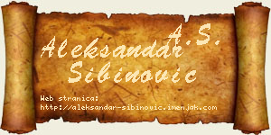 Aleksandar Sibinović vizit kartica